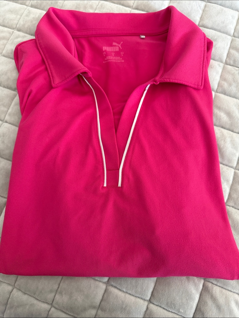 Puma Women's Cloudspun Pink Polo Tunic with White Trim